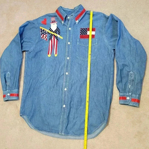 Vintage planet hollywood denim shirt size LARGE 100% cotton made in USA … - Picture 4 of 9